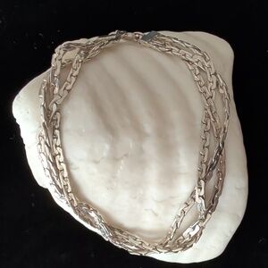 Vintage Elegant Sterling Silver Triple Link Interwoven Chain Bracelet